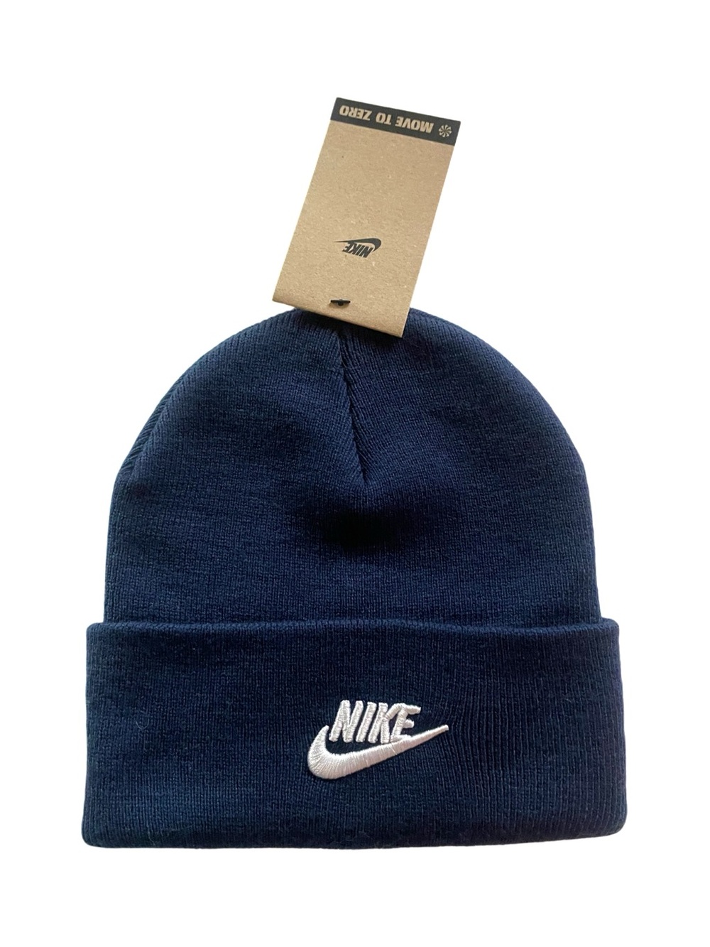 Nike Navy Beanie with White Embroidered Swoosh